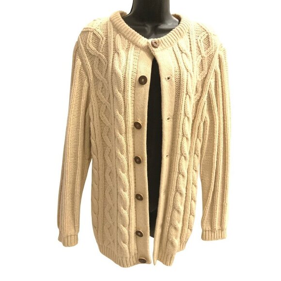 Muhlhauser vintage Fishermans knit cardigan chunky 38 chest - Picture 2 of 5